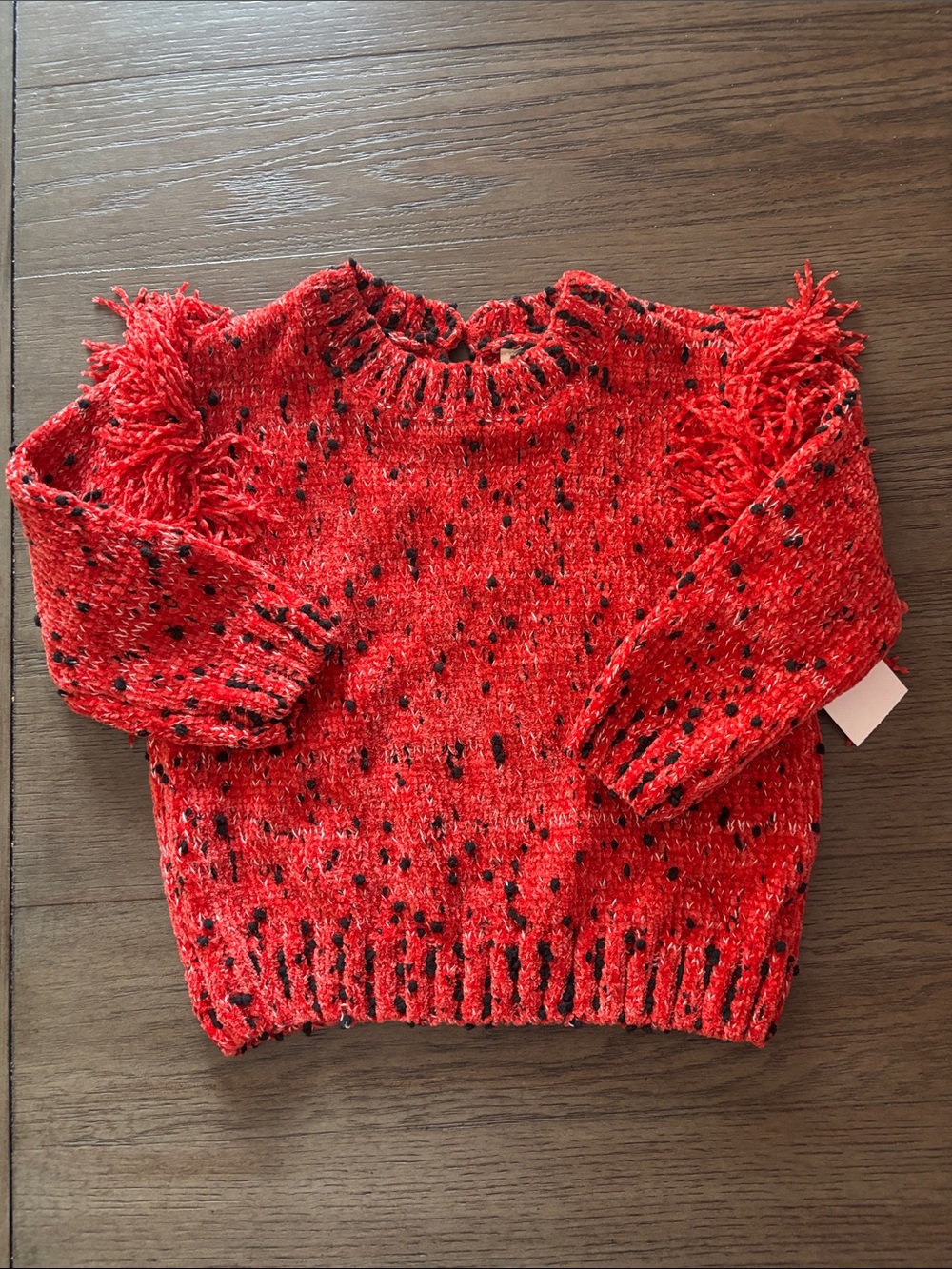 Red Fringe Knit baby Sweater
